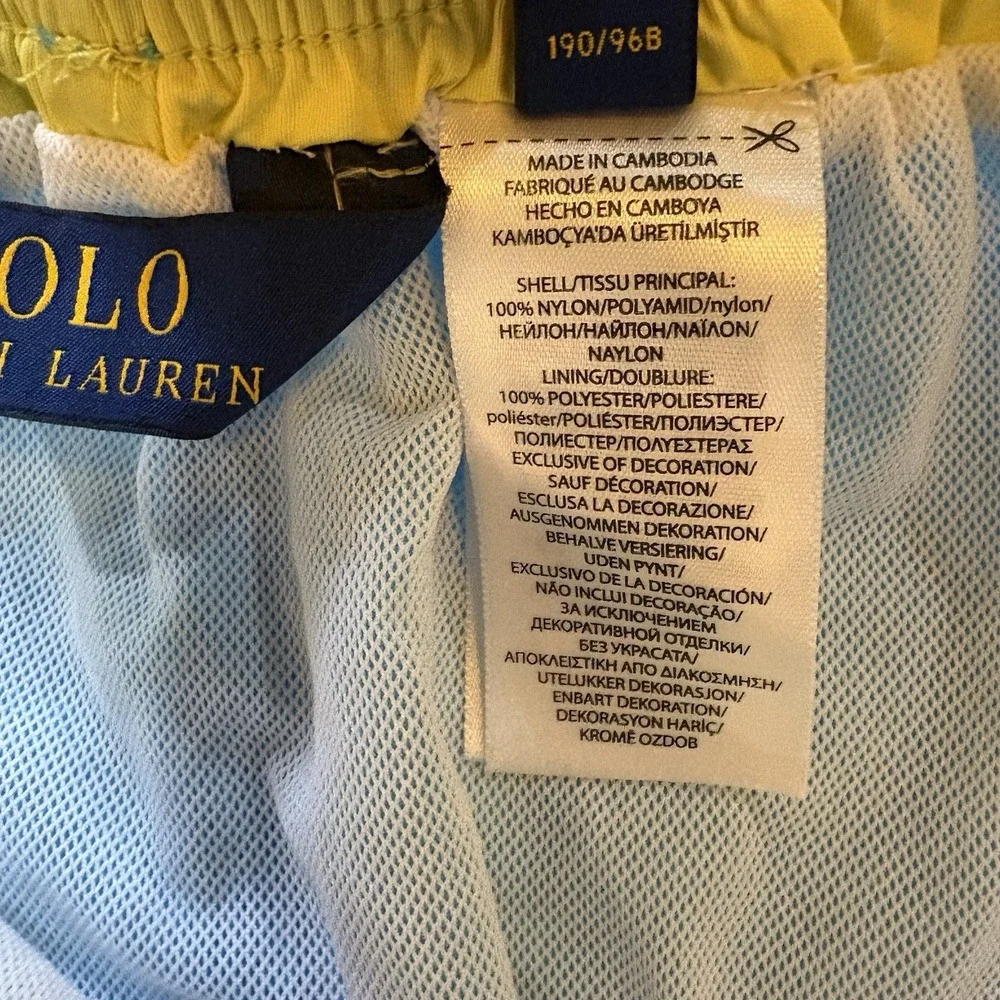 Polo‎ Ralph Lauren Swim Trunks Shorts Men Lined Yellow Pony Size XXL Blue Beach